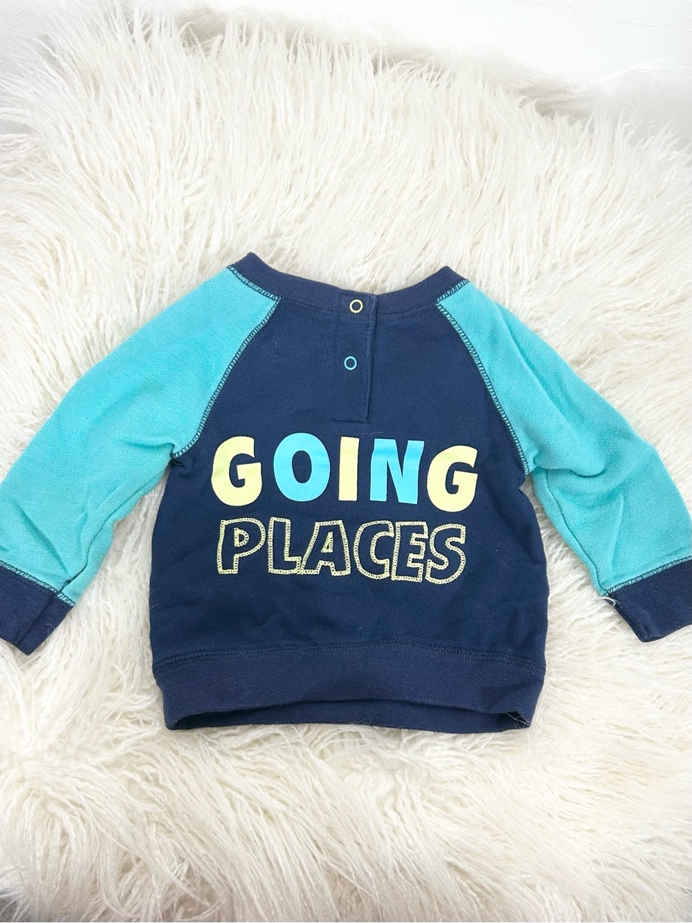 Cat & Jack Infant Boys Blue Teal "Dream Big" Pullover Fleece Sweater 3-6M - Picture 2 of 4